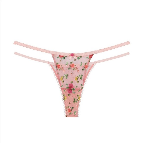 For Love And Lemons Eloise Thong PantyPink Floral Medium NEW - Picture 2 of 4